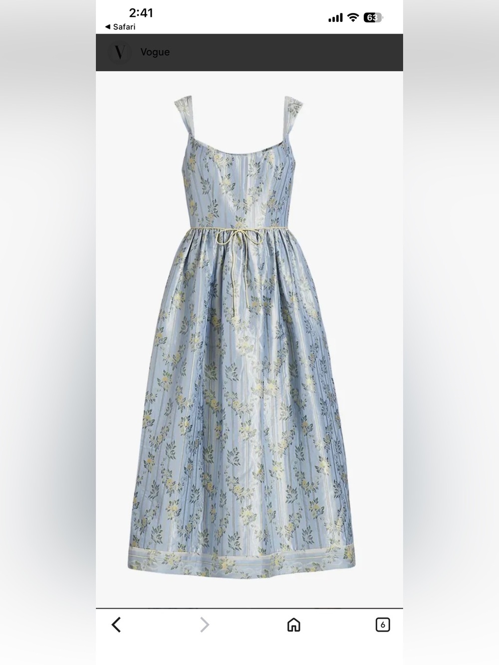NWOT Markarian Apple Light Blue Floral Silk Brocade Midi Dress Sz 8